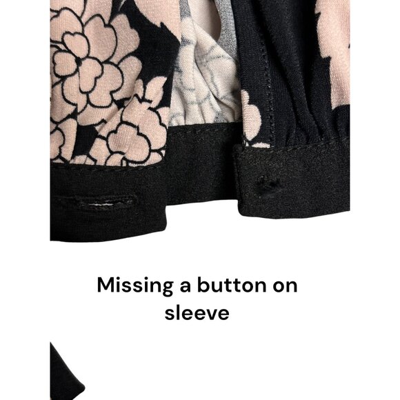 Karl Lagerfeld Paris Womens Long Sleeve Floral Blouse Black & Pink Size L - Picture 9 of 10